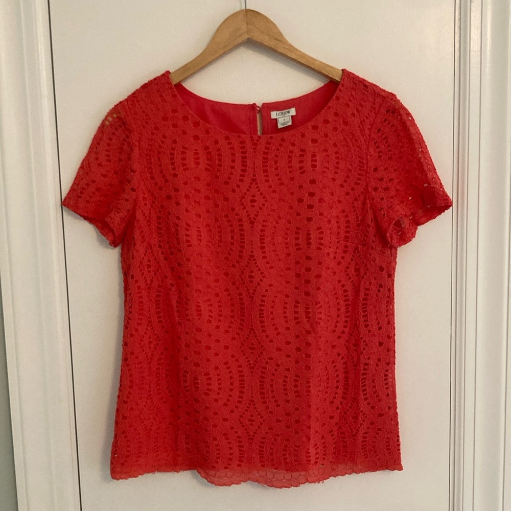 J Crew short sleeve lace top